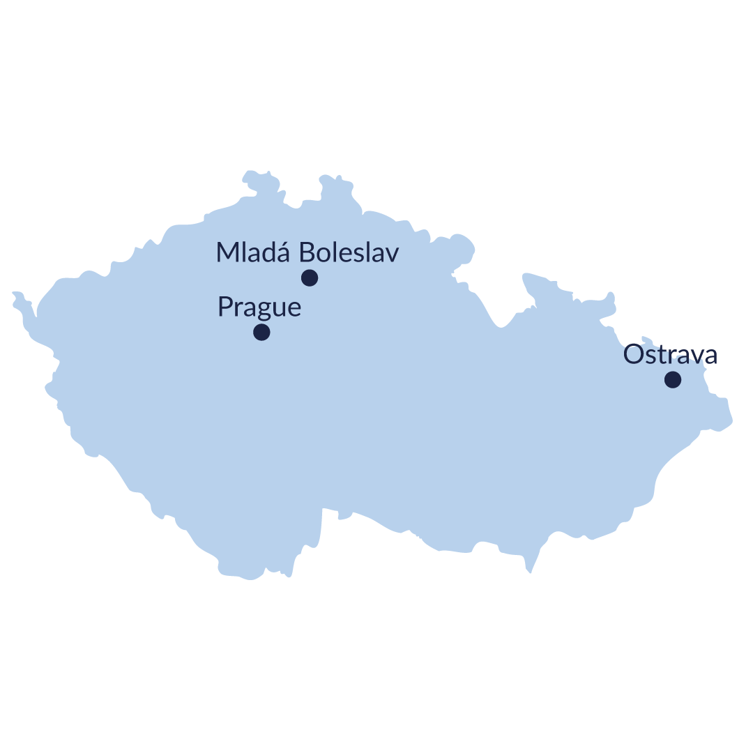 Nos implantations en Tchéquie : Prague, Mlada Boleslav et Ostrava